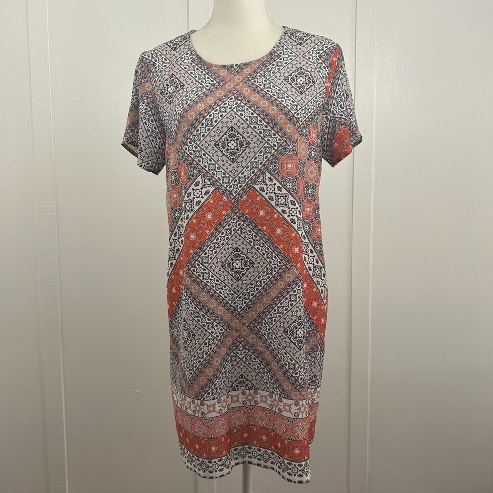 Minkpink womens dress geometric floral short sleeve size Medium